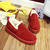 Stitching Pure Color Warm Fur Flat Boots For Women