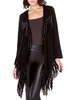 Stitching Solid Color Tassel Irregular Hem Women Leather Jacket