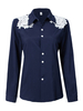 Street Lace Patchwork Casual Women Long Sleeve Blouse