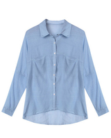 Street Long Sleeve Lapel Irregular Hem Solid Women Casual Shirts