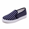 Stripe Canvas Color Match Classic Slip On Flat Casual Shoes