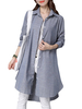 Stripe Casual Turn Down Collar Long Sleeve Long Shirt For Women