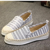 Stripe Color Match Knitting Weave Slip On Flat Mary Jane Loafers