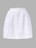 Stripe High Waist Mesh Hollow Pleated Skirt