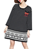 Stripe Long Sleeve Pocket Casual Knit Sweater Dress