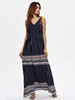 Stripe Print Hollow Sleeveless V-neck Maxi Dress For Women