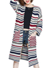 Stripe Printed Knit Preppy Style Contrast Long Sleeve Women Cardigan