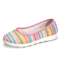 Stripe Rainbow Color Flat Soft Breathable Loafers For Women