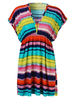 Stripe Sexy Bikini Cover Up V Neck Women Mini Dress