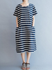 Stripe Short Sleeve Casual Dresses