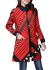 Stripe Star Printed Long Sleeve Stand Collar Button Long Coat For Women