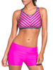 Striped Back Hollow Out Wireless Tankini Beachwear For Women