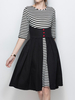 Striped Patchwork Half Sleeve O Neck Women Dresses