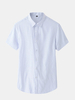 Striped Short Sleeves Summer Shirt Button Up Slim Fit Formalwear Business Wear for Men