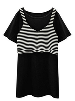 Striped Vest Tank Two Pieces Women Short Sleeve Mini Dress