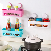 Strong Double Sucker Shelf Suction Cup Bathroom Toilet Rack Kitchen Debris Frame