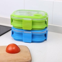 Student Outdoor Retractable Portable Fruit Box Silicone Collapsible Lunch Box