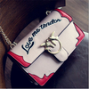 Stylish English Words Pattern Hasp Cute Chain Shoulder Bags Crossbody Bag For Women