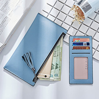 Stylish Pure Color Tassel Long Wallet Card Holder Phone Bags