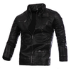 Stylish Stitching Collar Button Motorcycle PU Leather Jacket