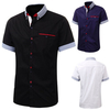 Stylsih Slim Fit Formal Short Sleeve Casual Suits Dress Shirt Tops for Men