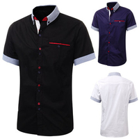 Stylsih Slim Fit Formal Short Sleeve Casual Suits Dress Shirt Tops for Men