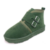 Suede Buckle Match Slip On Pure Color Fur Lining Casual Boots
