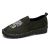Suede Embroidered Slip On Flat Casual Loafers For Women