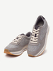 Suede Mesh Breathable Pure Color Lace Up Flat Casual Sport Running Shoes