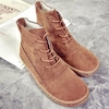 Suede Pure Color Ankle Lace Up Casual Short Boots For Women