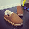 Suede Pure Color Slip On Round Toe Flat Warm Fur Lining Boots