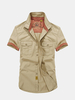 Summer Big Size Casual Military Style Turndown Collar Short Sleeve Cotton Cargo Shirts For Men
