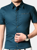 Summer British Style Casual Business Slim Short Sleeve Dress Shirts for Men