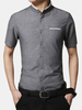 Summer Business Casual Slim Solid Color Stand Collar Plus Size Short Sleeve Shirt For Men
