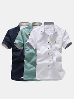 Summer Casual Business Slim Fit Korean Style Short Sleeve Dress Shirts for Men