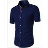 Summer Casual Bussiness Webbing Short Sleeve Patchwork Designer Dress Shirt for Men