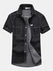 Summer Casual Solid Color Fashion Short Sleeve Band Collar Dress Shirts for Men