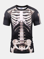 Summer Casual Tee Top 3D Bones Round Neck Short sleeve T-shirts for Men