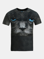 Summer Casual Tee Top 3D Cat Printed Round Neck Short sleeve T-shirt for Men