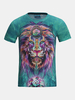 Summer Casual Tee Top 3D Ethnic Lion Printed Round Neck Short sleeve T-shirt for Men
