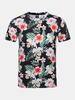 Summer Casual Tee Top 3D Floral Design Round Neck Short sleeve T-shirts for Men