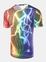 Summer Casual Tee Top 3D Hip-Pop Lighting Printed Round Neck Short sleeve T-shirt for Men