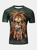 Summer Casual Tee Top 3D Hip-Pop Lion Printed Round Neck Short sleeve T-shirt for Men