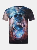 Summer Casual Tee Top 3D Yelling Bear Round Neck Short sleeve T-shirts for Men