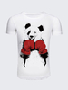 Summer Casual Tee Top Boxing Panda Printed Round Neck Short sleeve Cotton T-shirt for Men