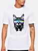 Summer Casual Tee Top Funny DJ Cat Printing Round Neck Short sleeve T-shirt for Men