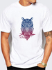 Summer Casual Tee Top Owl Printing Round Neck Short sleeve T-shirt for Men