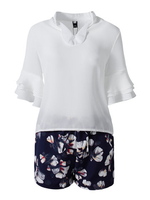 Summer Chiffon V Neck Ruffle Sleeve Playsuits