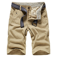 Summer Cotton Solid Color Regular Fit Knee Length Casual Cargo Shorts for Men