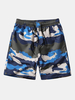 Summer Elastic Camouflage Drawstring Knee Length Quick Dry Plus Size Board Beach Shorts for Men